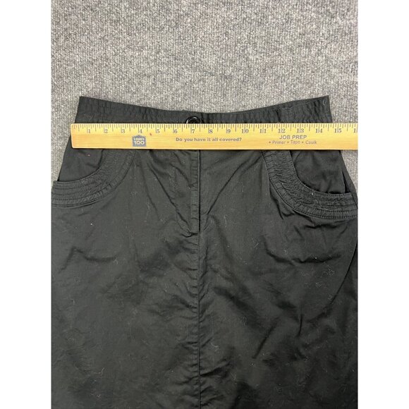 ModCloth Skirt Women's Medium Black A Line Knee Pockets Zipper Rear Button Slit - Picture 3 of 6